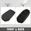 Black quilted leather motorcycle seat cover with reinforced straps on the back for toyota rav4 armrest console