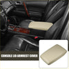 Beige faux leather car center console lid armrest cover with stitched edges for toyota highlander 2014-2019