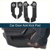 Black car door anti kick pads with white floral cutouts and matching fasteners for toyota crown 2010-2012