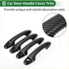 Black carbon fiber textured car door handle cover trim with glossy finish and silver accent for toyota rav4 2013-2018