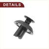 Black plastic car front fender skirt clip with mushroom-shaped textured head and three prongs for Toyota 4Runner Avalon
