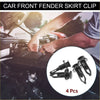 Black plastic car front fender skirt clips for Toyota 4Runner Avalon 2010-2023 shown in circular inset with four pieces