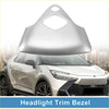 Silver metallic headlight trim bezel with sleek angular design and two cutouts for toyota c-hr 2017-2021