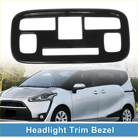 Black glossy car front row headlight trim bezel for Toyota Sienta 2022-2023 with sleek rectangular cutouts