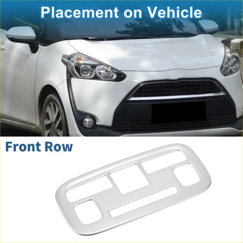 Silver metallic abs front row headlight trim bezel for toyota sienta 2022-2023 shown from front side