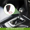 Black leather car gear shift knob cover with red stitching and metallic base for toyota ch-r 2018-2022
