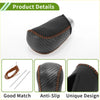 Black leather car gear shift knob cover with carbon fiber texture and brown stitching for toyota highlander 2008-2013