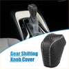 Black carbon fiber textured gear shifting knob cover with white stitching for toyota avalon 2019-2023