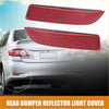 Red rectangular rear bumper reflector light covers with textured surface for toyota rav4 2013-2018 showing back side