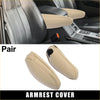 Beige microfiber leather car seat armrest covers for toyota sienna 2011-2018 shown from back side