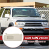Beige plastic car sun visor for toyota 4runner left driver side 2010-2023 with rectangular cutout and mounting clips back view