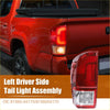 Red and clear plastic left driver side tail light assembly for toyota tacoma 2016-2019 shown from back side