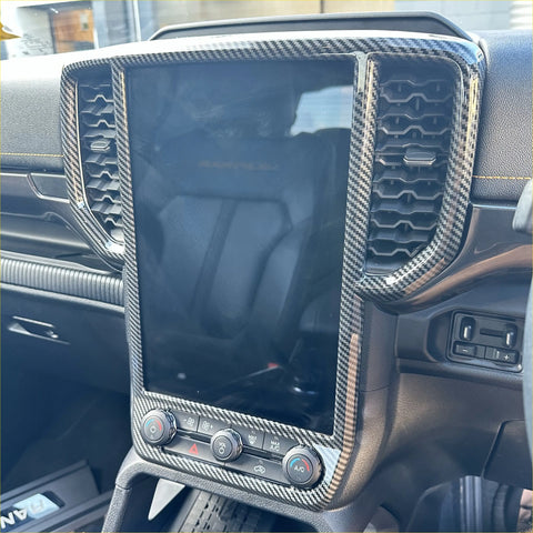Carbon fiber interior car inner middle air vent trim cover for ford with sleek carbon fiber-trimmed infotainment screen