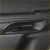 Black carbon fiber textured door handle cover with glossy finish and black plastic pull tab for ford ranger interior