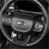 Black carbon fiber interior steering wheel trim cover with stitched edges and ford logo for ford ranger 2022+