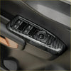 Carbon fiber interior window lift switch button panel trim cover with black textured carbon fiber finish for car door controls