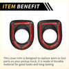 Black and red carbon fiber rear door handle speaker cover set for Toyota tundra with durable adhesive backing shown from back side