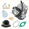 Silver carburetor with black hoses and brass fittings for suzuki lt-f250f ltf250 ltf300f intake boot shown from back side