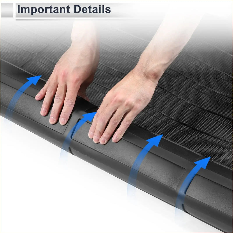 Black rubberized cargo liner rear boot mat for toyota grand highlander 2024 2025 with textured segmented design