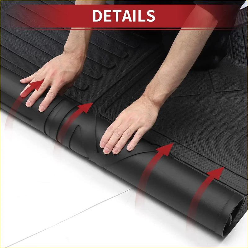 Black rubber cargo liner rear boot mat for toyota rav4 2019-2024 with textured ribbed diamond pattern and reinforced edges