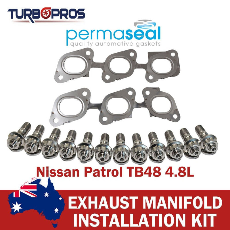 Nissan Patrol TB48 4.8L Permaseal Exhaust Manifold Titanium Stud&Gasket Kit