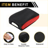 Black and red neoprene center console lid armrest cover with contrasting stitching for toyota tacoma 2016-2020