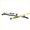 Black and silver steel steering linkage arms with ball joints plus yellow tape for center link idler arm tie rod kit toyota hilux