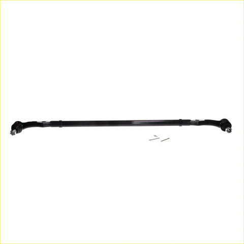 Black metal center steering link with spherical joints for 2.7l nissan d21 navara 1985-1999 shown from back side