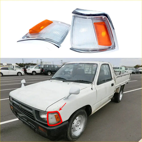 Chrome corner indicator light for toyota hilux 1988-1991 with clear lens orange reflector and chrome finish