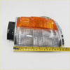 Chrome corner indicator lightset for toyota hilux 83-88 with chrome finish and orange upper lens clear textured lower section