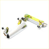 Chrome door handle with yellow green mechanical parts for mazda b1600 b1800 b2200 2000 shown from back side