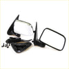 Black plastic side view mirrors with chrome finished glass panels for Toyota Hilux 1997-2005 door replacement