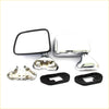 Chrome finished side view mirror assemblies with black rubber trim and brackets for toyota hilux 5th gen 1988-1997