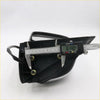 Black plastic back side of a chrome electric door wing mirror housing with metallic fasteners and digital caliper for toyota hiluxsr5