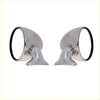 Pair of chrome fender door mirrors with oval shape and black-rimmed glass for mazda familia 323 and rx series cars