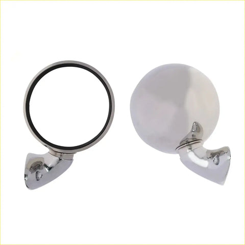 Chrome finished vintage-style circular and spherical side-view mirror set for mazda familia 323 models