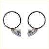 Pair of chrome finished circular side view mirrors with black rubberized bezels for mazda familia 323 series