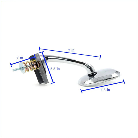 Chrome finished side view mirror with curved arm and rectangular glass for nissan datsun ute models 1300 to 910