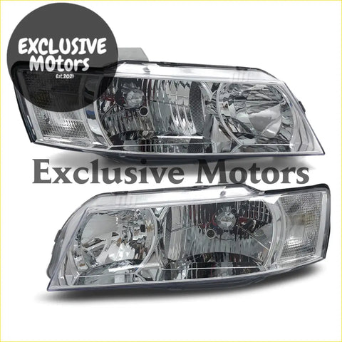 Chrome headlights for holden commodore vz 2004-2006 with clear chrome finish and sleek modern design