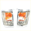 Chrome indicator corner lights for toyota hilux 6th gen 1997-2001 with chrome finish clear ribbed lenses and orange illumination