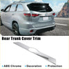 Silver abs chrome rear boot cover trim for toyota highlander with central oval cutout and polished finish back view