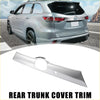 Shiny chrome plated abs rear boot cover trim for toyota highlander shown from the back side
