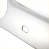 Back side of a sleek white chrome plated abs rear boot cover trim for toyota highlander with a glossy finish and metallic button