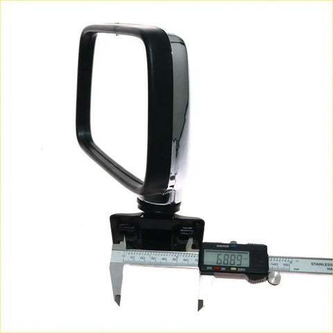 Black chrome finished side door mirror lh with sleek rectangular housing for isuzu bedford kb series trucks