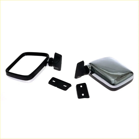 Chrome side door mirror x2 for isuzu kb250 kb280 kb42 bedford kb with chrome rectangular mirror and black plastic mount view from back