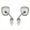 Pair of chrome steel fender mirrors with curved chrome finish and translucent mounts for mazda capella mx6 1970-1993