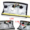 Gray plastic chrome tail lightset for mazda b series bravo with black rubber trim and five-pin wiring connectors back view