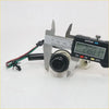Black plastic push button cigarette lighter switch with wires and caliper measuring diameter for toyota hilux mk6 sr5 champ