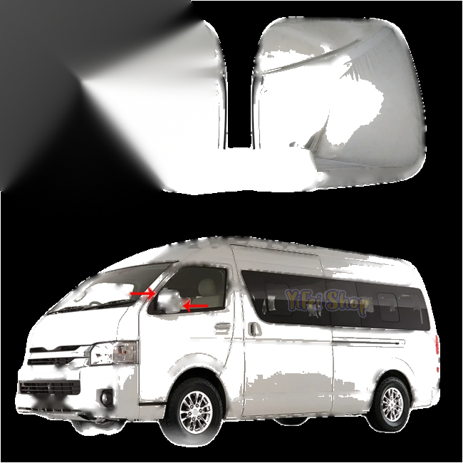 2008-2017 Toyota Hiace Commuter Chrome Door Mirror Cover Trim (2PCS)