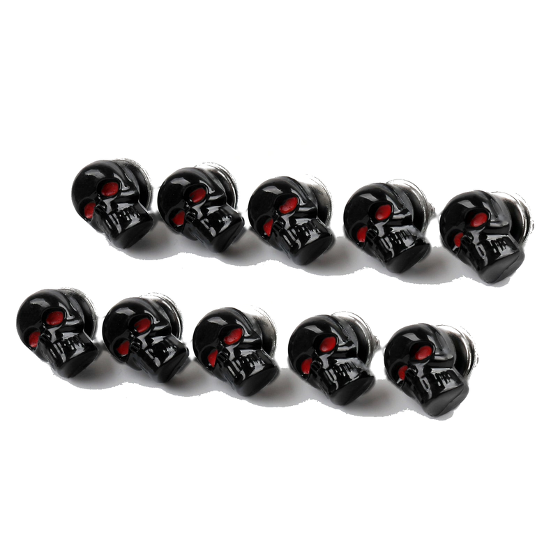 10x Universal Motorcycle Black Skull License Number Plate Frame Screw Bolt Generic